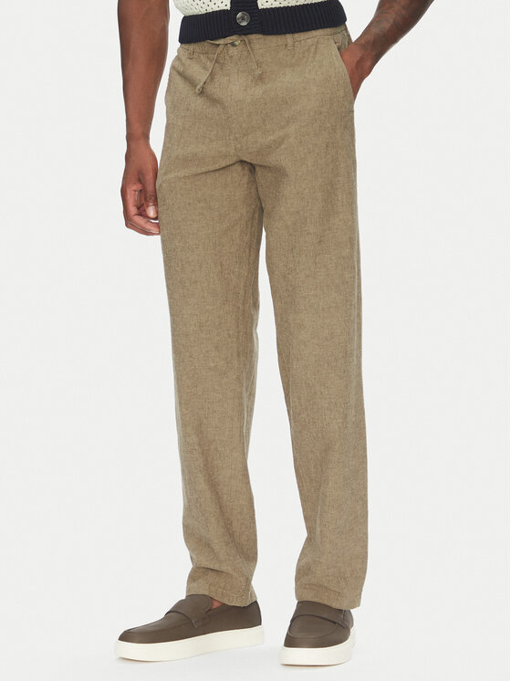 Lindbergh Текстилни панталони 30-008023 Бежов Relaxed Fit цвят на ниска цена