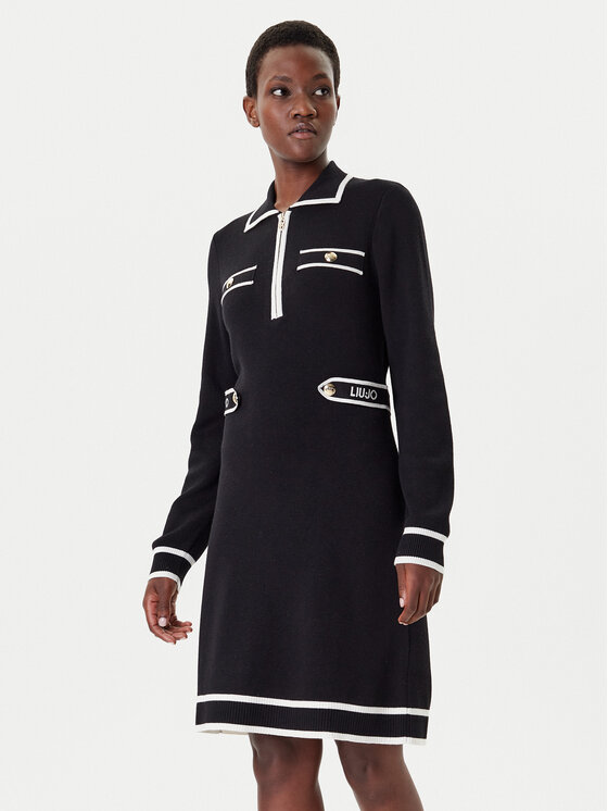 Liu Jo Sport Плетена рокля TF5251 MS59L 03N66 Черен Regular Fit цвят на ниска цена