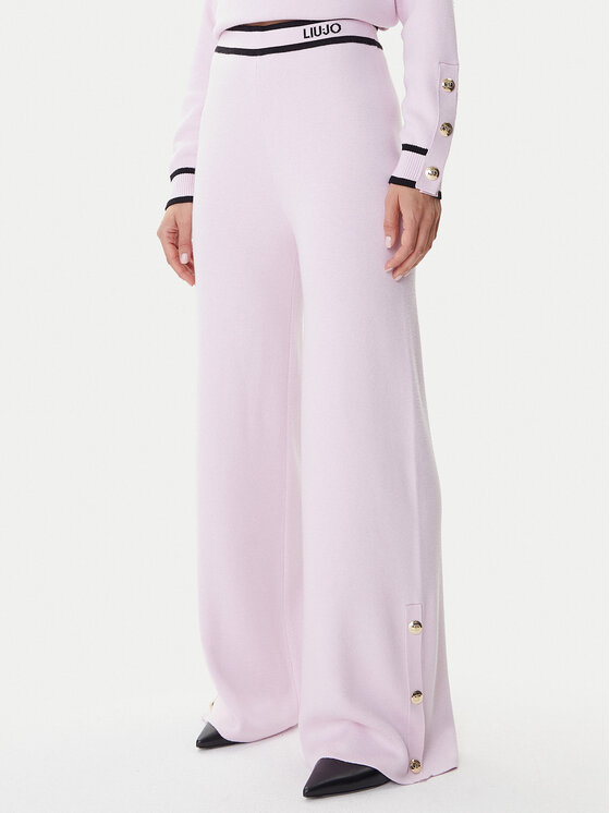 Liu Jo Sport Плетени панталони TF5252 MS59L Розов Relaxed Fit цвят на ниска цена