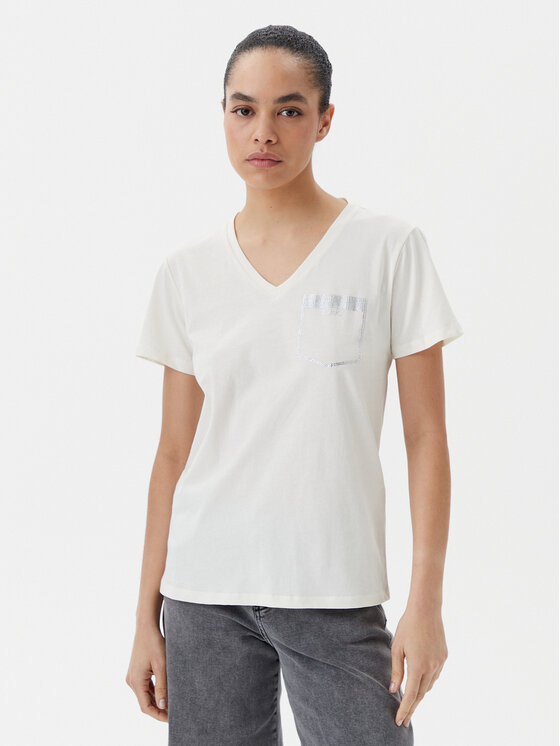 Liu Jo Sport Тишърт TA5172 JS923 Екрю Regular Fit цвят на ниска цена