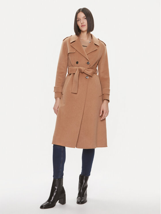 Liu Jo Вълнено палто CF3002 T3540 Бежов Relaxed Fit цвят на ниска цена