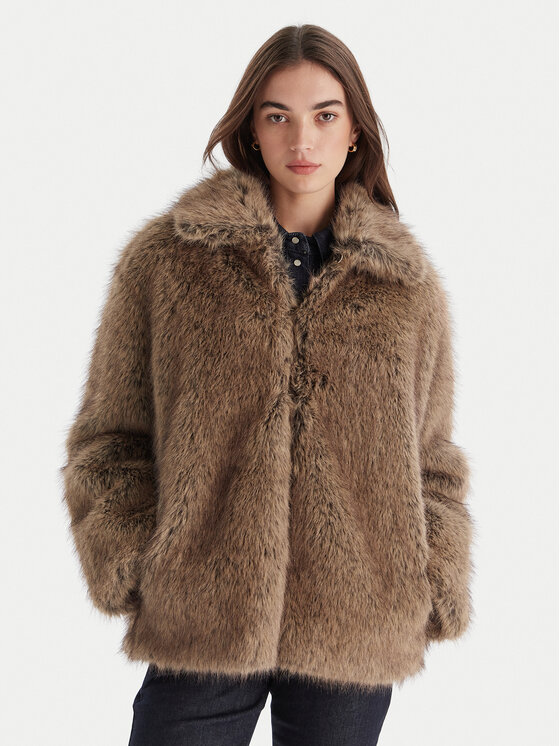 Liu Jo Кожено палто MF5232 E1095 Кафяв Regular Fit цвят на ниска цена