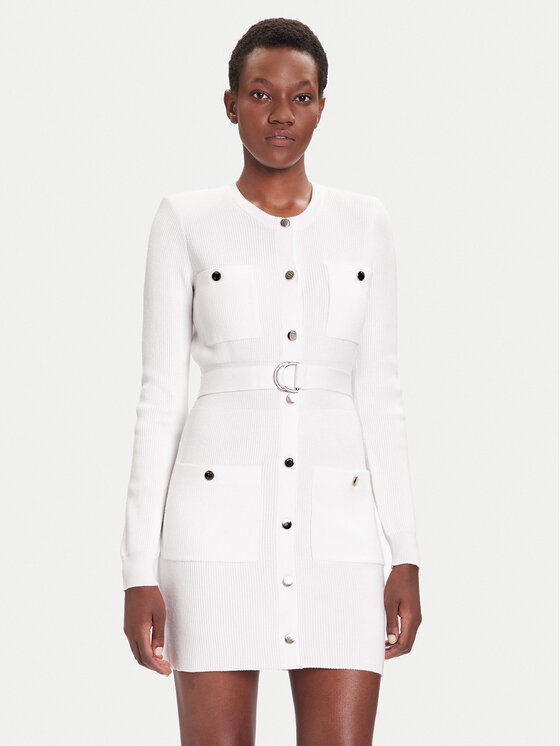 Liu Jo Плетена рокля MF5371 MS99E Бял Slim Fit цвят на ниска цена