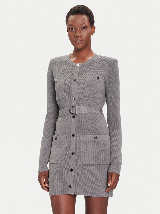 Liu Jo Плетена рокля MF5371 MS99E Сив Slim Fit цвят на ниска цена