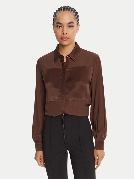 Liu Jo Риза MF5106 T2578 Кафяв Regular Fit цвят на ниска цена