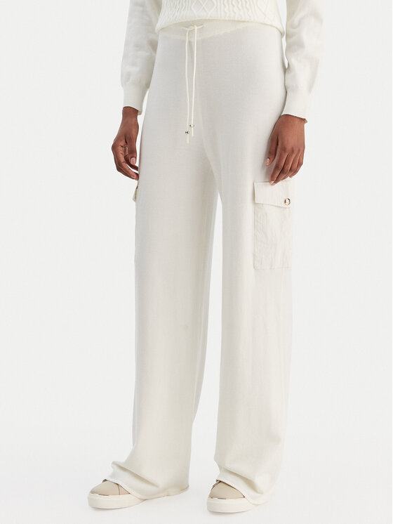 Liu Jo Текстилни панталони TF5041 MS75L Екрю Regular Fit цвят на ниска цена