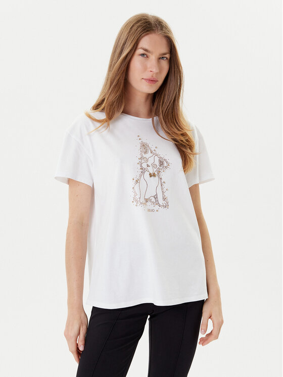 Liu Jo Тишърт MF5412 JS923 Бял Regular Fit цвят на ниска цена