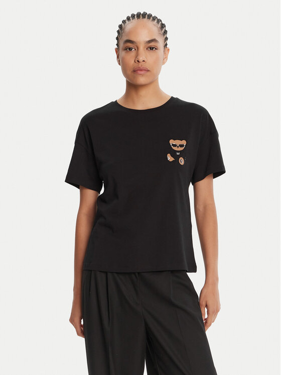 Liu Jo Тишърт MF5416 JS923 Черен Regular Fit цвят на ниска цена