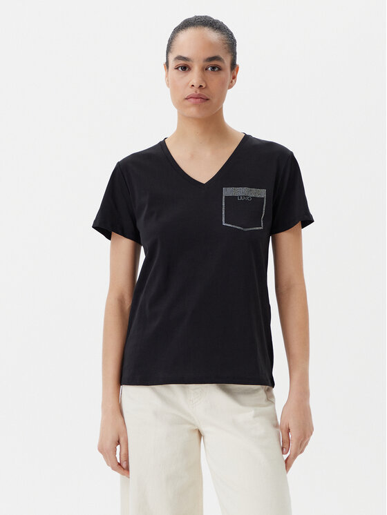 Liu Jo Тишърт TA5172 JS923 Черен Regular Fit цвят на ниска цена