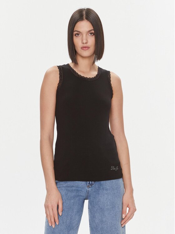Liu Jo топ 5F3117 J5360 Черен Regular Fit цвят на ниска цена