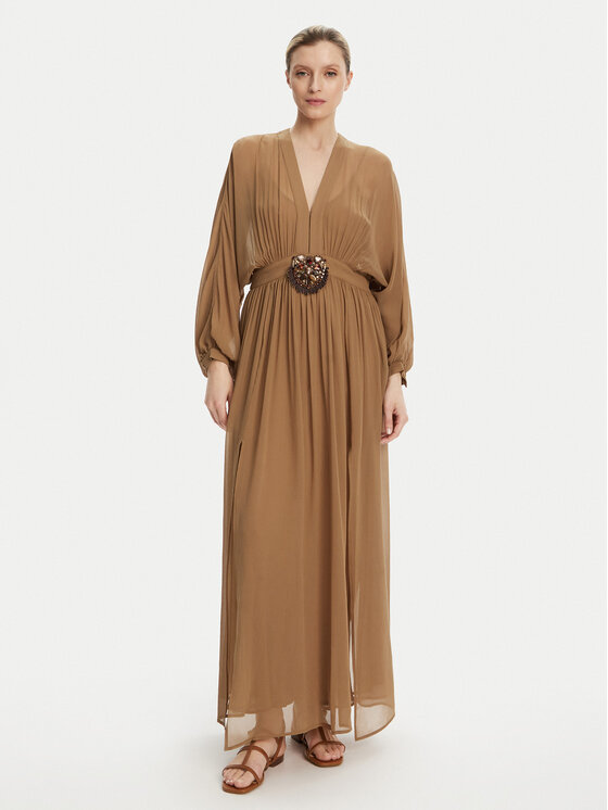 Luisa Spagnoli Официална рокля Paiolo 541815 Кафяв Regular Fit цвят на ниска цена