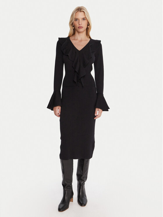 Luisa Spagnoli Плетена рокля Malimba 100110 Черен Slim Fit цвят на ниска цена