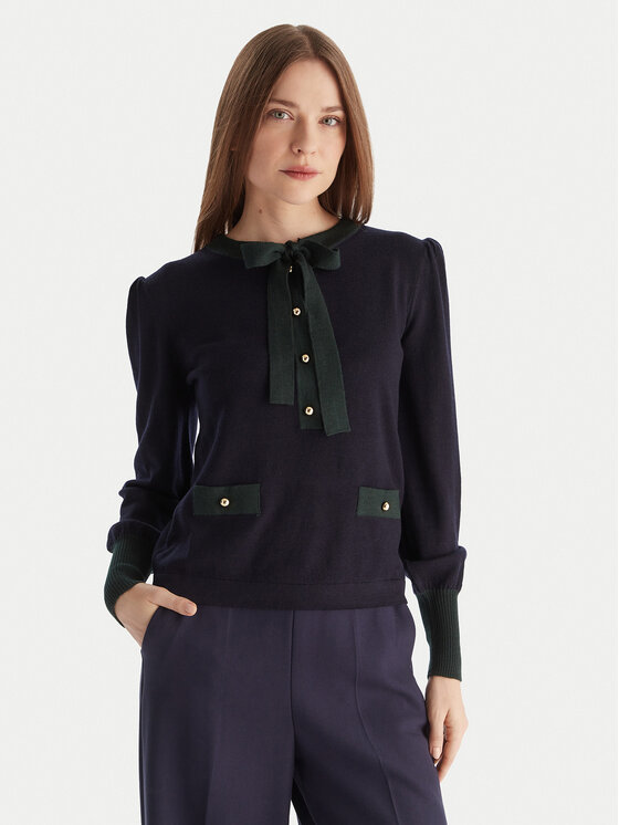 Luisa Spagnoli Пуловер Maluma 100211 Тъмносин Regular Fit цвят на ниска цена