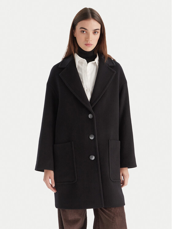 MAX&Co. Вълнено палто 2526016023200 Черен Regular Fit цвят на ниска цена