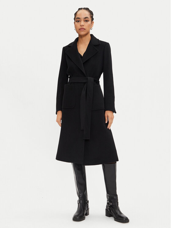 MAX&Co. Вълнено палто Runaway 2428016024200 Черен Regular Fit цвят на ниска цена