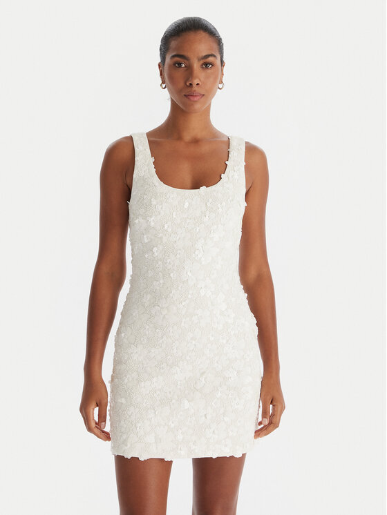 MICHAEL Michael Kors Коктейлна рокля MS582XYHHS Бял Slim Fit цвят на ниска цена