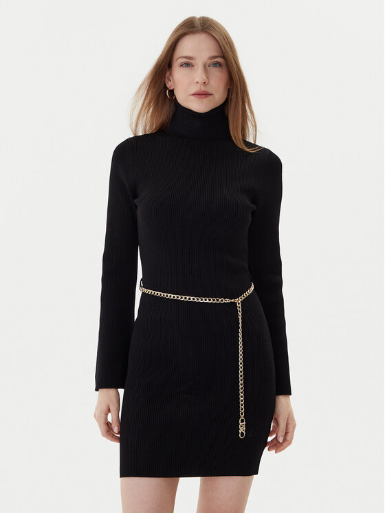 MICHAEL Michael Kors Плетена рокля MF583C633D Черен Regular Fit цвят на ниска цена