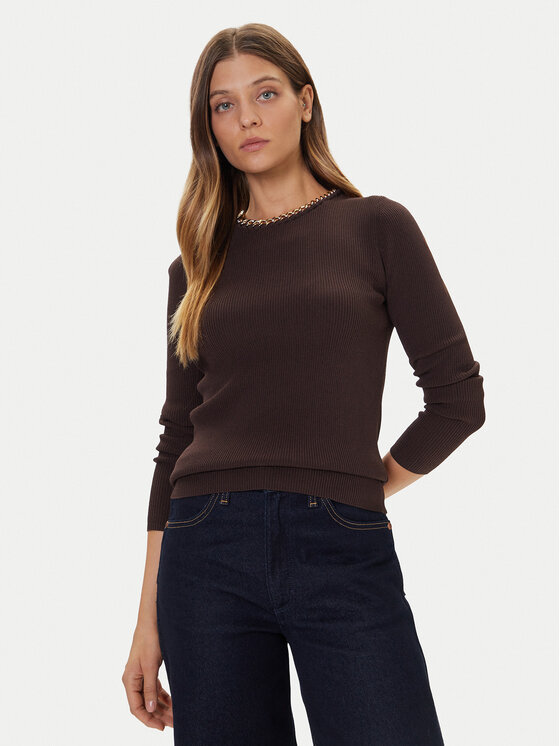 MICHAEL Michael Kors Пуловер MF561CJ33D Кафяв Slim Fit цвят на ниска цена