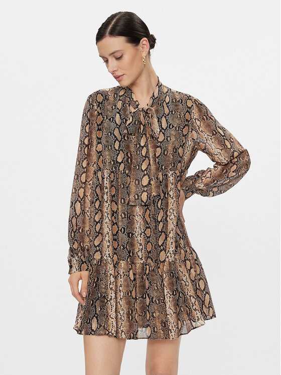 MICHAEL Michael Kors Рокля тип риза MH381VIBAY Кафяв Regular Fit цвят на ниска цена