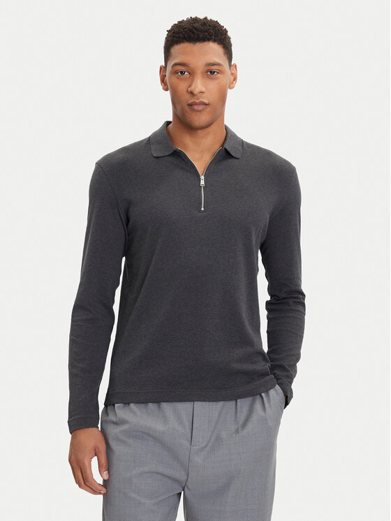 Marc O'Polo Тениска с яка и копчета M29 2144 52078 Сив Regular Fit цвят на ниска цена