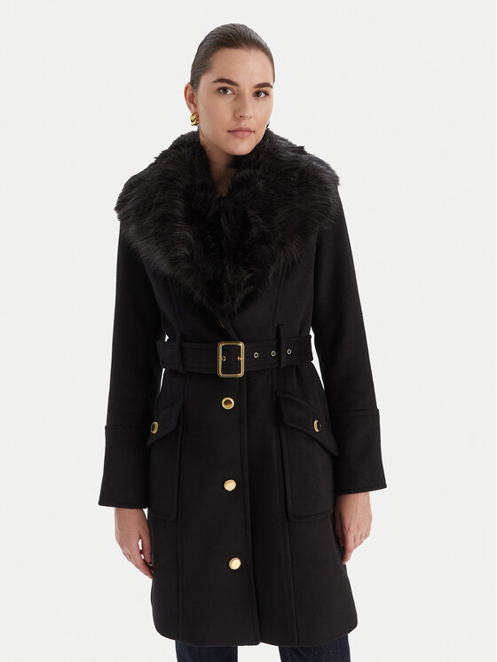 Marciano Guess Вълнено палто 5BGL26 1799Z Черен Regular Fit цвят на ниска цена