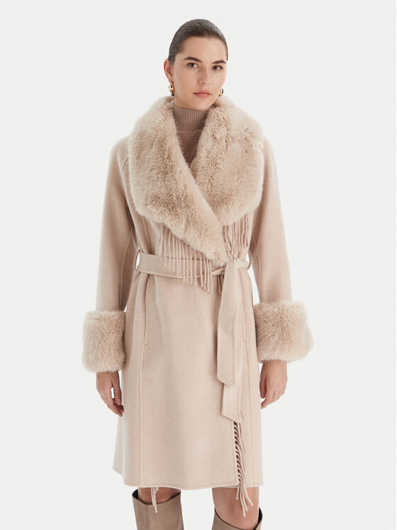 Marciano Guess Вълнено палто 5BGL46 7125A Бежов Regular Fit цвят на ниска цена