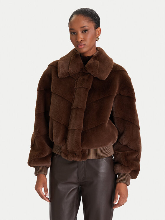 Marciano Guess Кожено палто 5BGL11 7375A Кафяв Regular Fit цвят на ниска цена