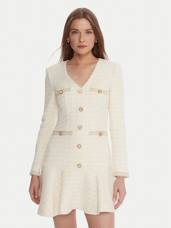 Marciano Guess Коктейлна рокля 5BGK36 7394A Екрю Regular Fit цвят на ниска цена