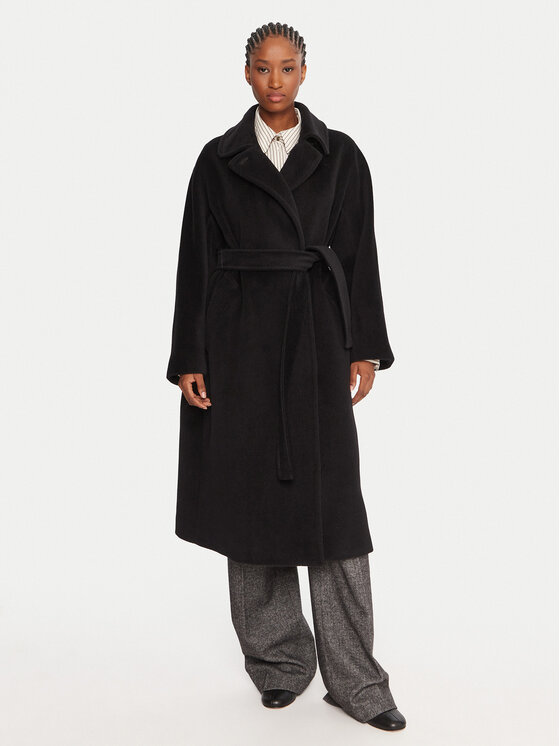 Marella Вълнено палто English 2523016142 Черен Regular Fit цвят на ниска цена