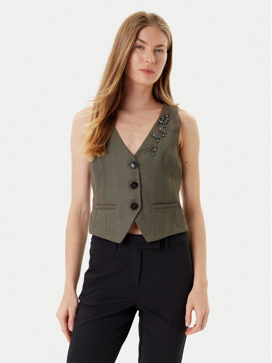 Marella Жилетка за костюм Cantico 2523156031 Каки Slim Fit цвят на ниска цена