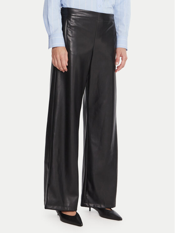 Marella Панталони от имитация на кожа Anello 2525786062 Черен Wide Leg цвят на ниска цена