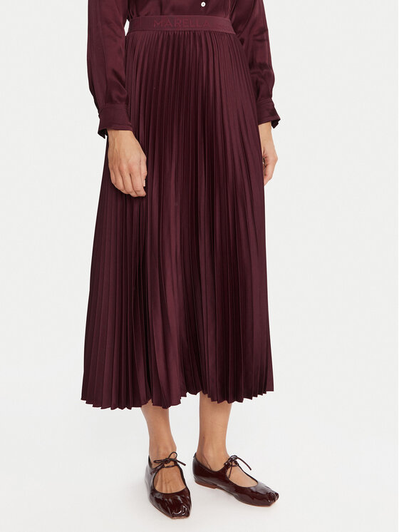 Marella Плисирана пола Pontiac 2523106045 Бордо Regular Fit цвят на ниска цена