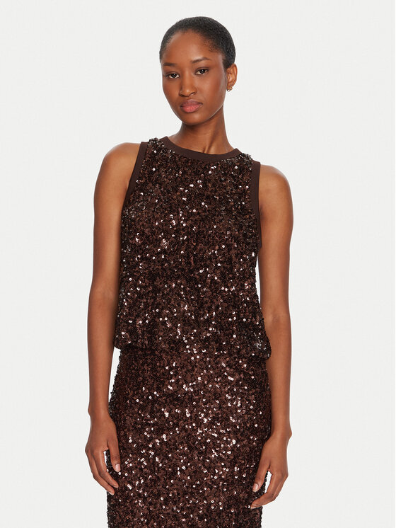 Marella топ Filly 2523946051 Кафяв Slim Fit цвят на ниска цена