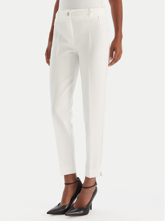 Maryley Текстилни панталони 25IB52Z/M17/43BC Бял Regular Fit цвят на ниска цена