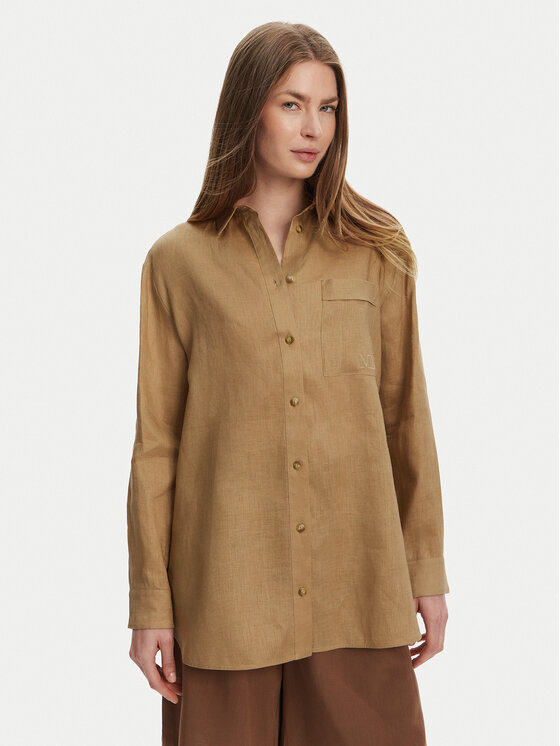 Max Mara Leisure Риза Noel 2516111018 Кафяв Regular Fit цвят на ниска цена