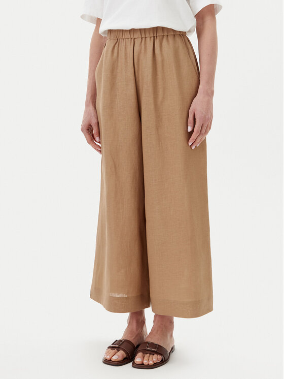 Max Mara Leisure Текстилни панталони Minnie 2516131018 Бежов Relaxed Fit цвят на ниска цена