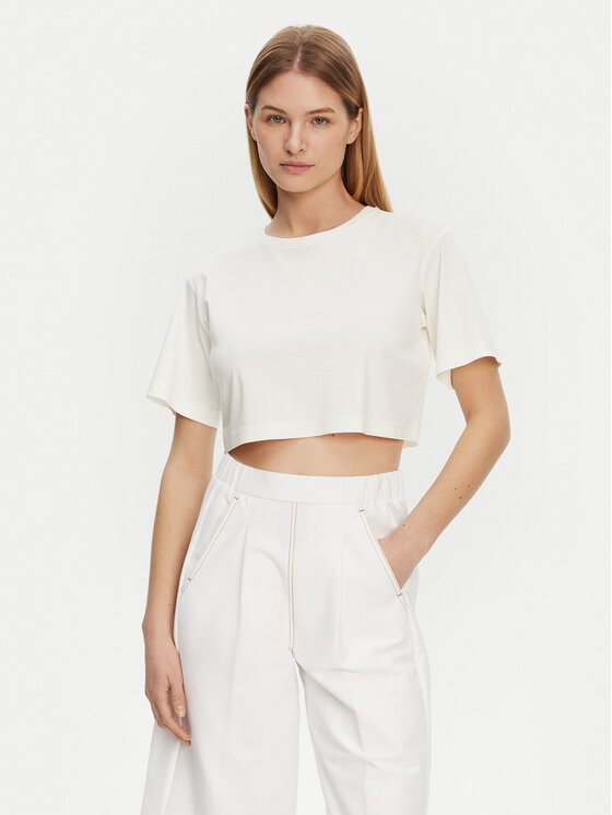 Max Mara Leisure Тишърт 2516941098650 Екрю Regular Fit цвят на ниска цена