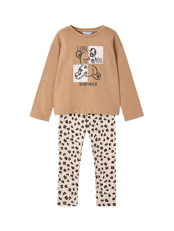 Mayoral Комплект блуза и клин 4719 Бежов Regular Fit цвят на ниска цена