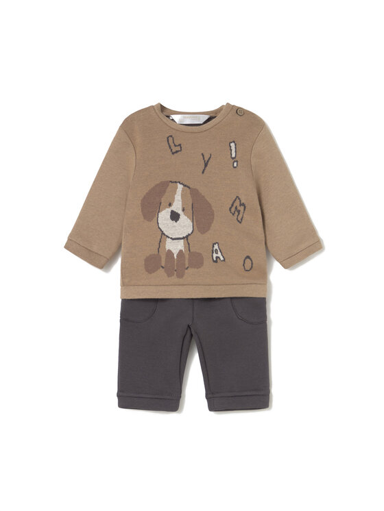 Mayoral Комплект пуловер и платнени панталони 2583 Кафяв Regular Fit цвят на ниска цена