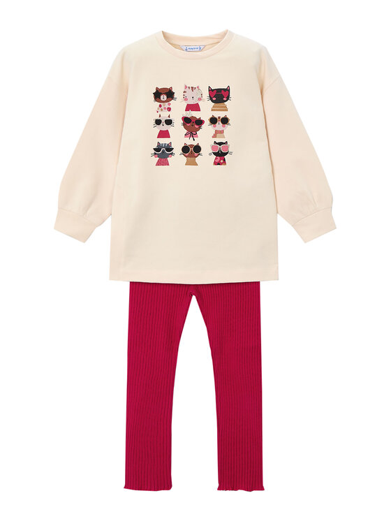 Mayoral Комплект суитшърт и клин 4722 Червен Regular Fit цвят на ниска цена