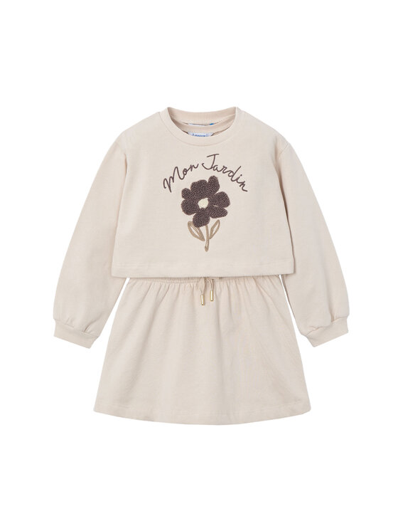 Mayoral Комплект суитшърт и рокля 4927 Бежов Regular Fit цвят на ниска цена