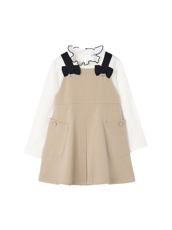 Mayoral Комплект тениска и рокля 4914 Бежов Regular Fit цвят на ниска цена