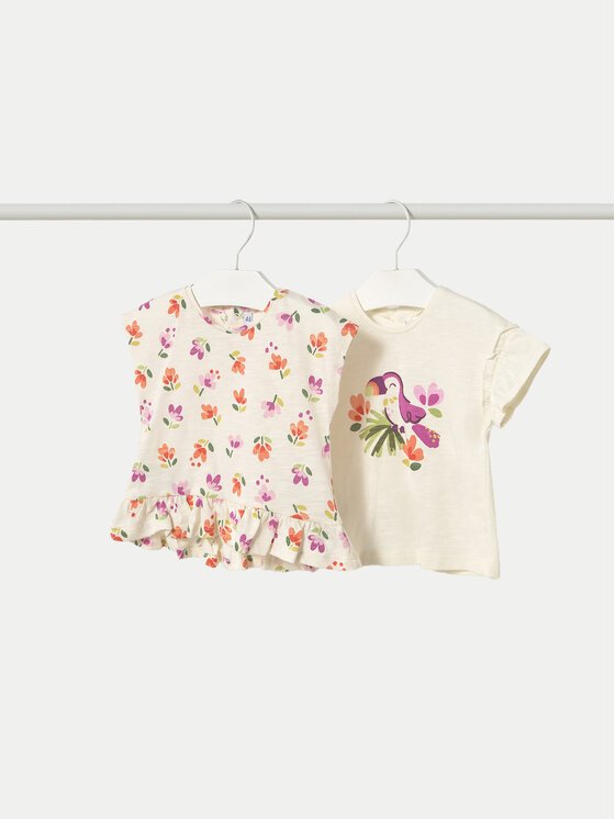 Mayoral Комплект тениски 1047 Бежов Regular Fit цвят на ниска цена