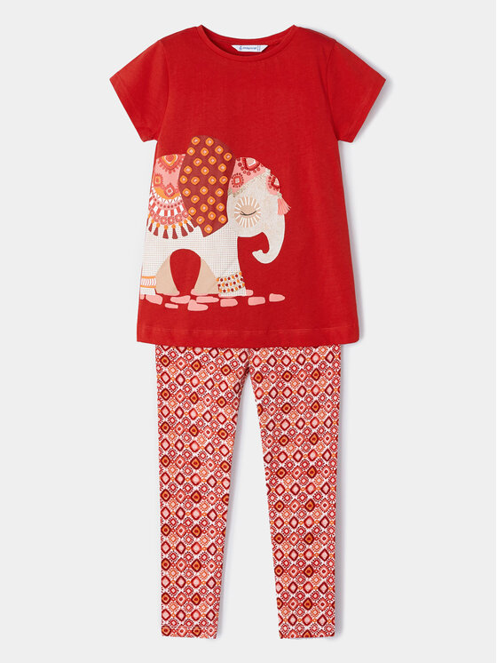 Mayoral Комплект тишърт и клин 3711 Червен Regular Fit цвят на ниска цена