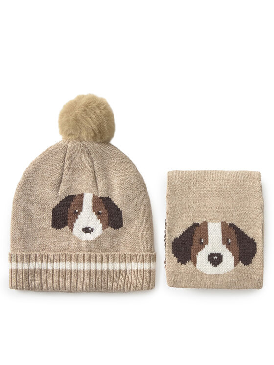 Mayoral Комплект шал и шапка 10018 Бежов цвят на ниска цена