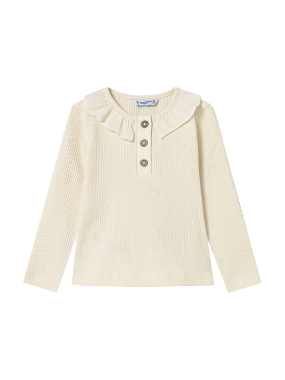 Mayoral Тениска с яка и копчета 2112 Екрю Regular Fit цвят на ниска цена