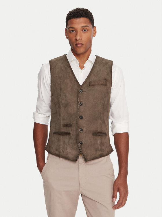 Milestone Елек MSRenzo 531629 60480 Кафяв Regular Fit цвят на ниска цена