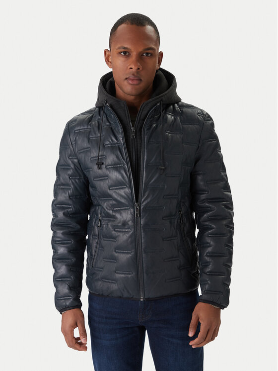 Milestone Кожено яке MS Alonso 5310196 0715 Тъмносин Regular Fit цвят на ниска цена