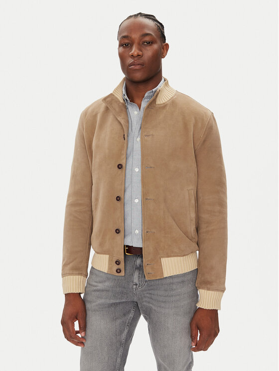 Milestone Кожено яке MSDario 531621 60695 Бежов Regular Fit цвят на ниска цена