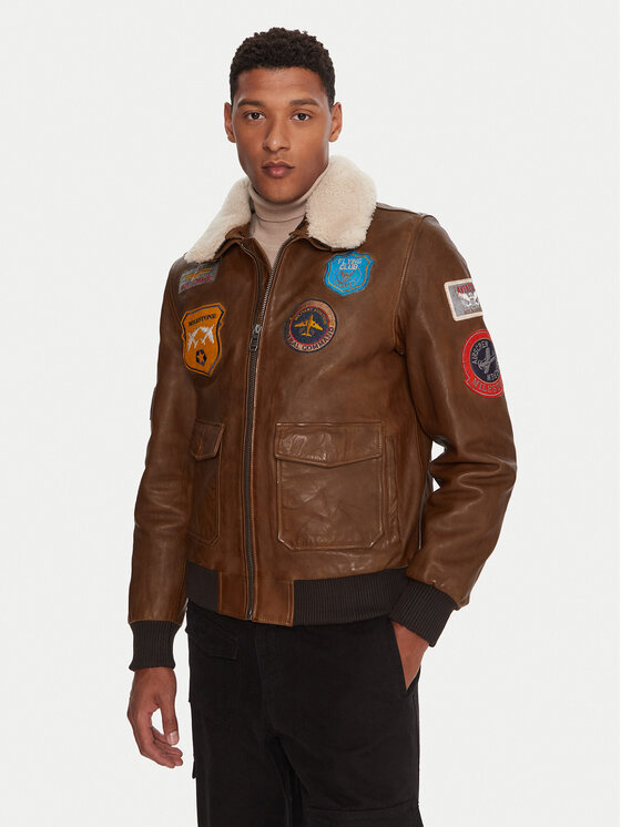 Milestone Кожено яке MSMatti 531070 60400 Кафяв Regular Fit цвят на ниска цена